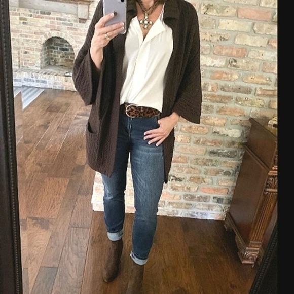 CAbi • Repose Cape #3702 cardigan sweater open Ganache brown chunky knit - Picture 11 of 11